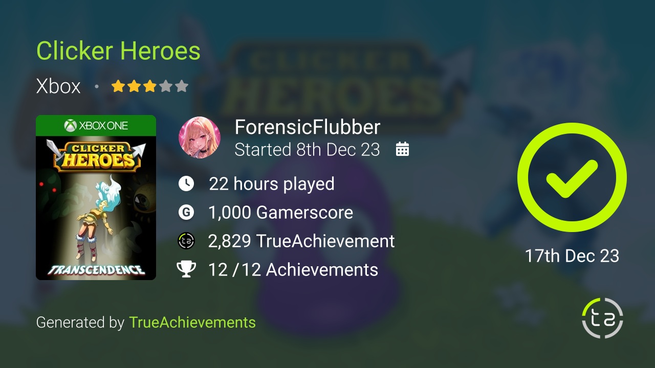 Clicker Heroes achievement summary